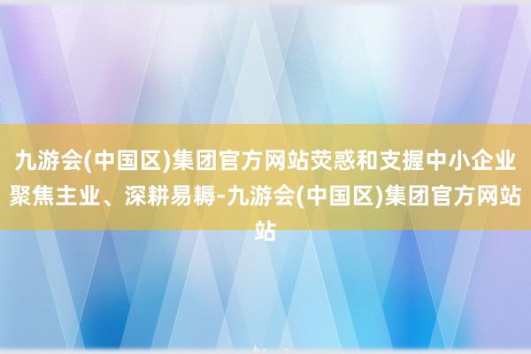 九游会(中国区)集团官方网站荧惑和支握中小企业聚焦主业、深耕易耨-九游会(中国区)集团官方网站