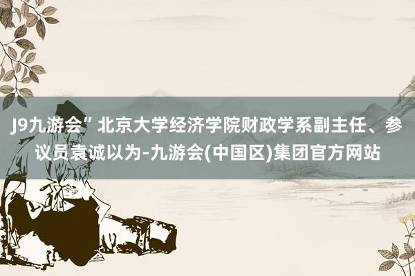 J9九游会”北京大学经济学院财政学系副主任、参议员袁诚以为-九游会(中国区)集团官方网站